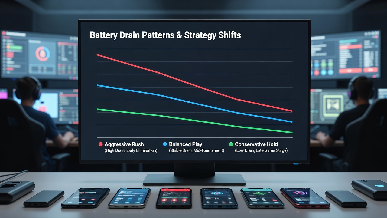 Graph showing battery percentage decline across different regional tournament matches