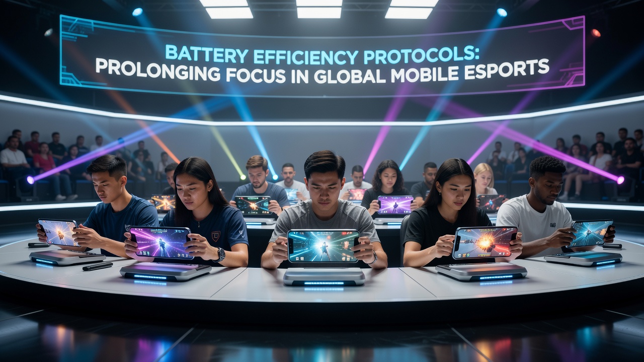 Mobile gaming device displaying battery optimization settings during an esports tournament setup