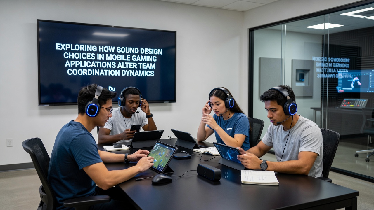 Close-up of mobile esports players reacting to in-game audio signals in a competitive setting