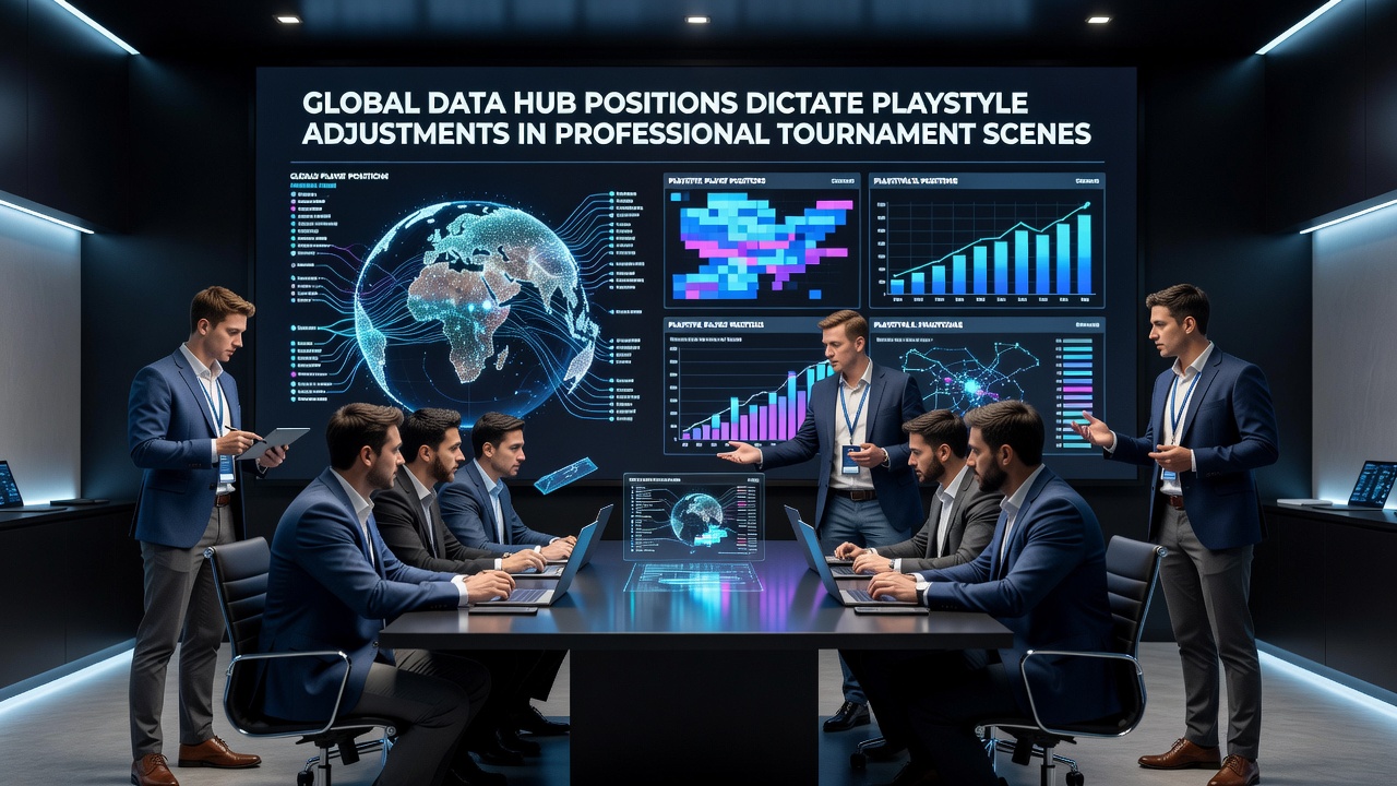 Professional esports team analyzing server latency maps during tournament preparation
