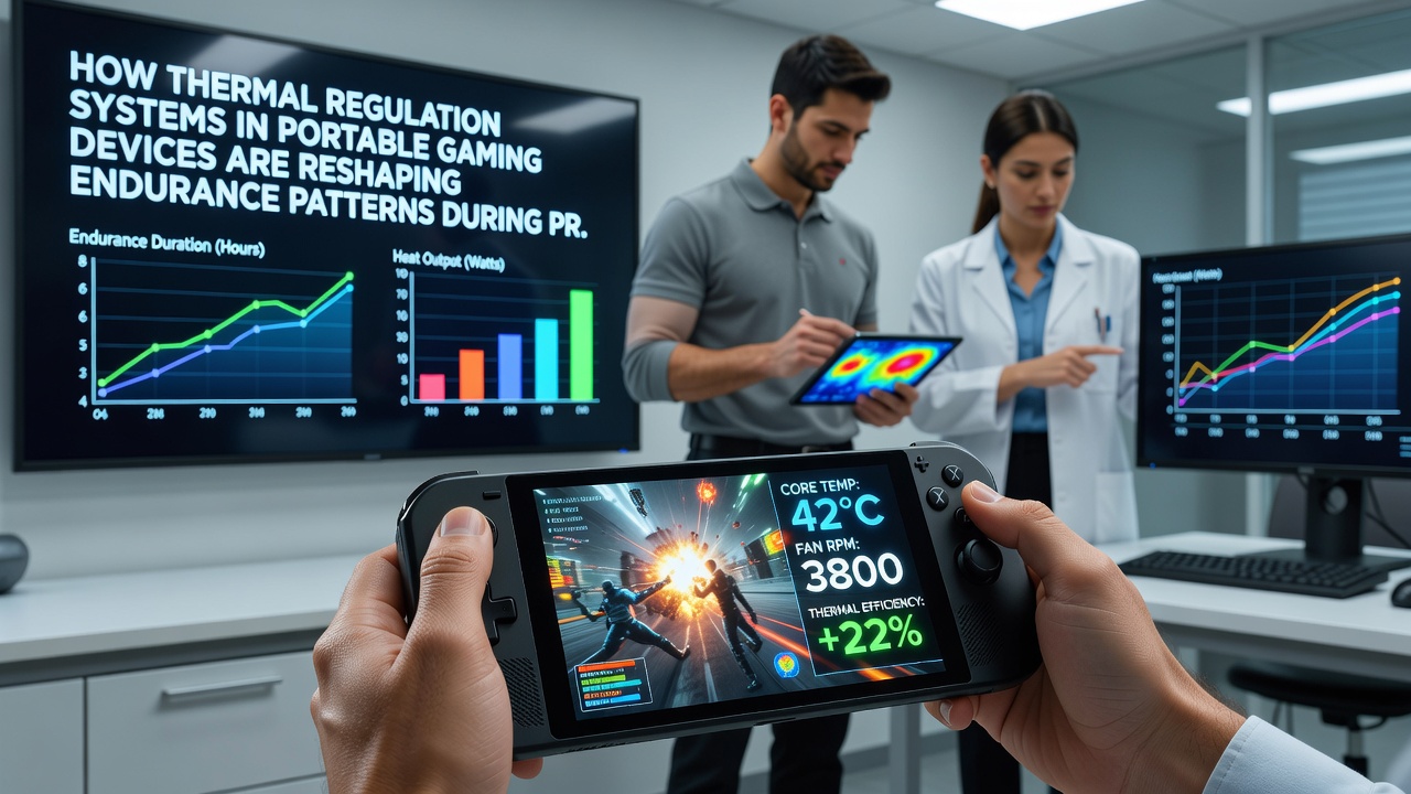 Competitor using a cooled portable gaming device during an extended mobile esports match