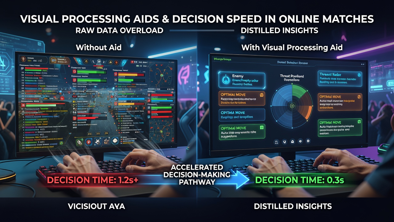 Player using visual aids on screen during an online competitive match