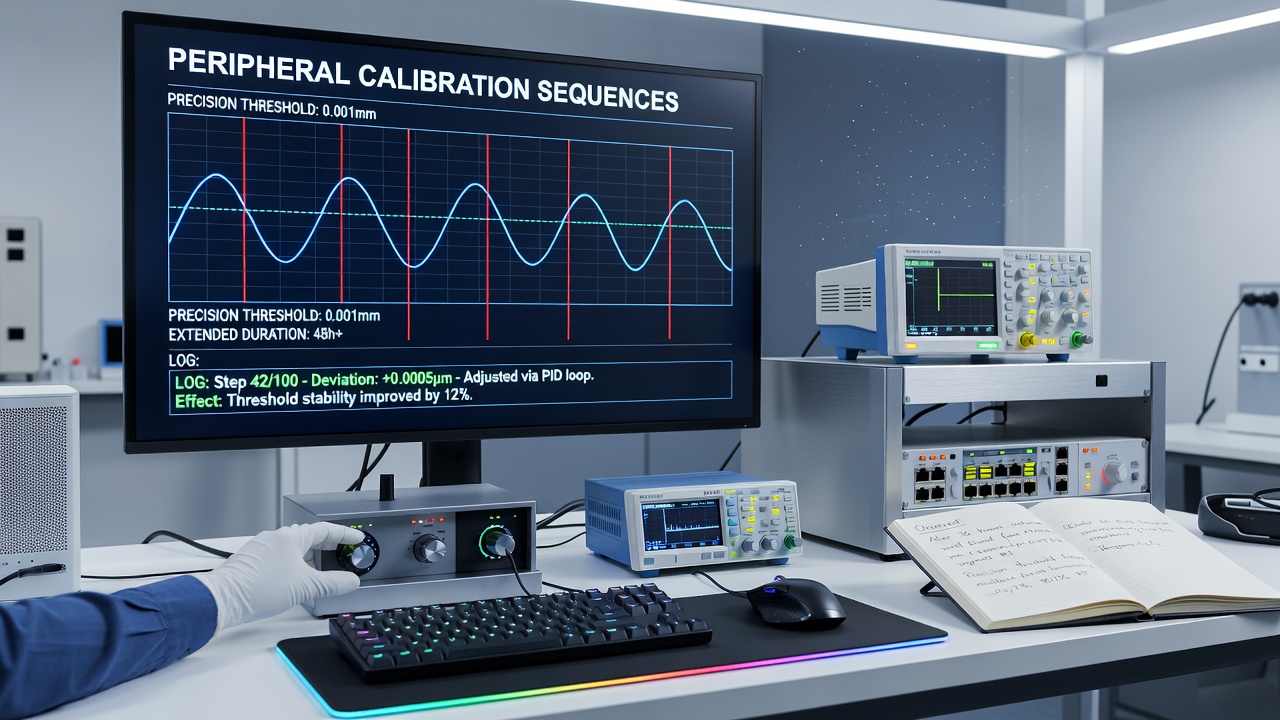 Esports athlete performing peripheral calibration on a laptop during a break in an online tournament