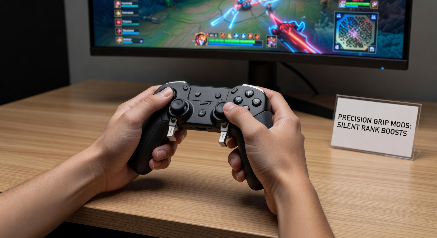 Esports athlete demonstrating a precision-modified controller during a live mobile tournament match